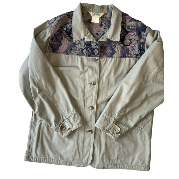 LL Bean Jacket Womens Large XL ? Aztec Country Western Vintage 90s Tapestry Coat - Picture 3 of 13
